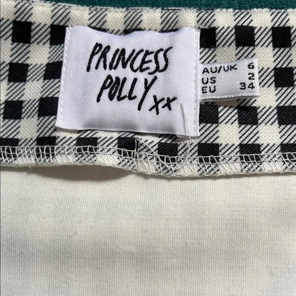 Princess Polly Black and White Gingham A-Line Mini Skirt- Like New- Size 2 - Picture 4 of 5